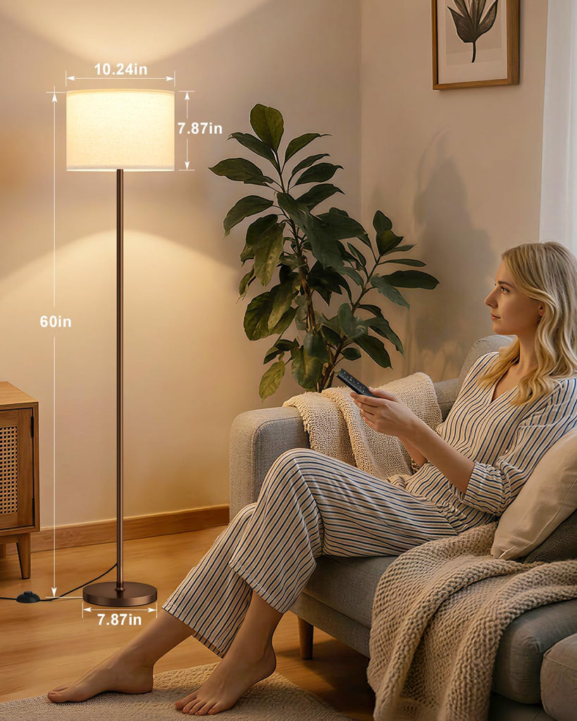 Dimmable Floor Lamp with Remote & 9W LED Bulb