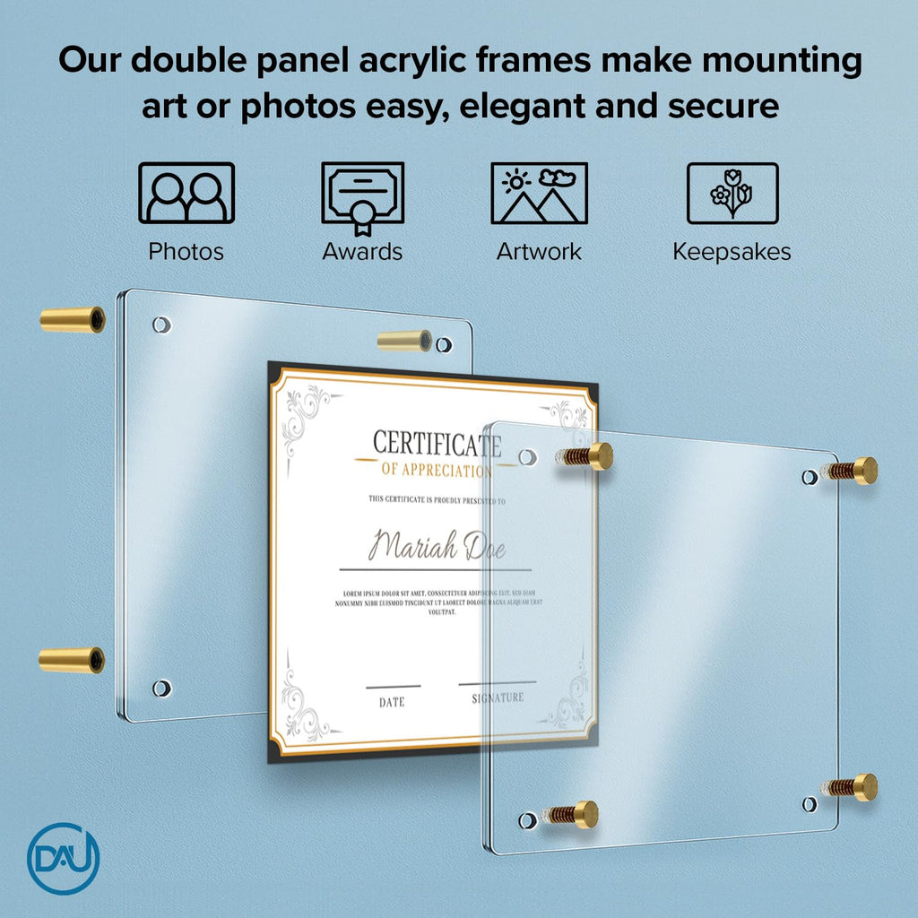 Acrylic Floating Frames Gold Standoffs(2-pack) 16" x 20" Clear Acrylic Frames for Wall Mount Floating Picture Frame