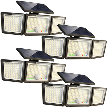 Solar Outdoor Lights Motion Sensor, 286 LED Security Flood Lights with Visual Battery & Mode Display, 3