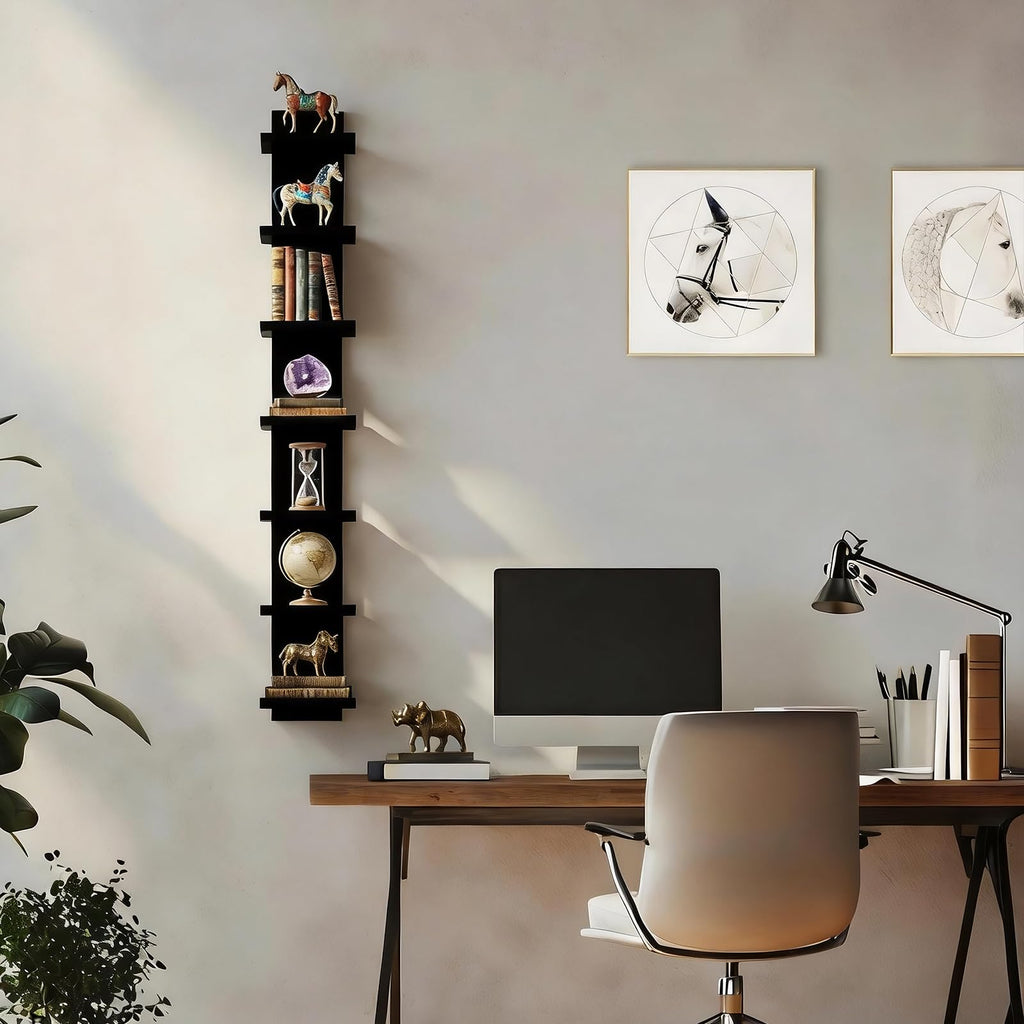 7 Tier Vertical Wall Shelf for Room Decor - Floating Shelves for Wall, Makeup Vanity, Perfect Display Storage for