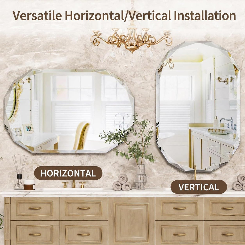 Bathroom, 24"x 36" Wall, Frameless Bathroom with Beveled Edge, Oval Shape