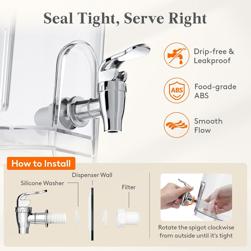 Gal Drink Dispenser with Fruit Infuser & Leak-Proof Spigot - Set of 2