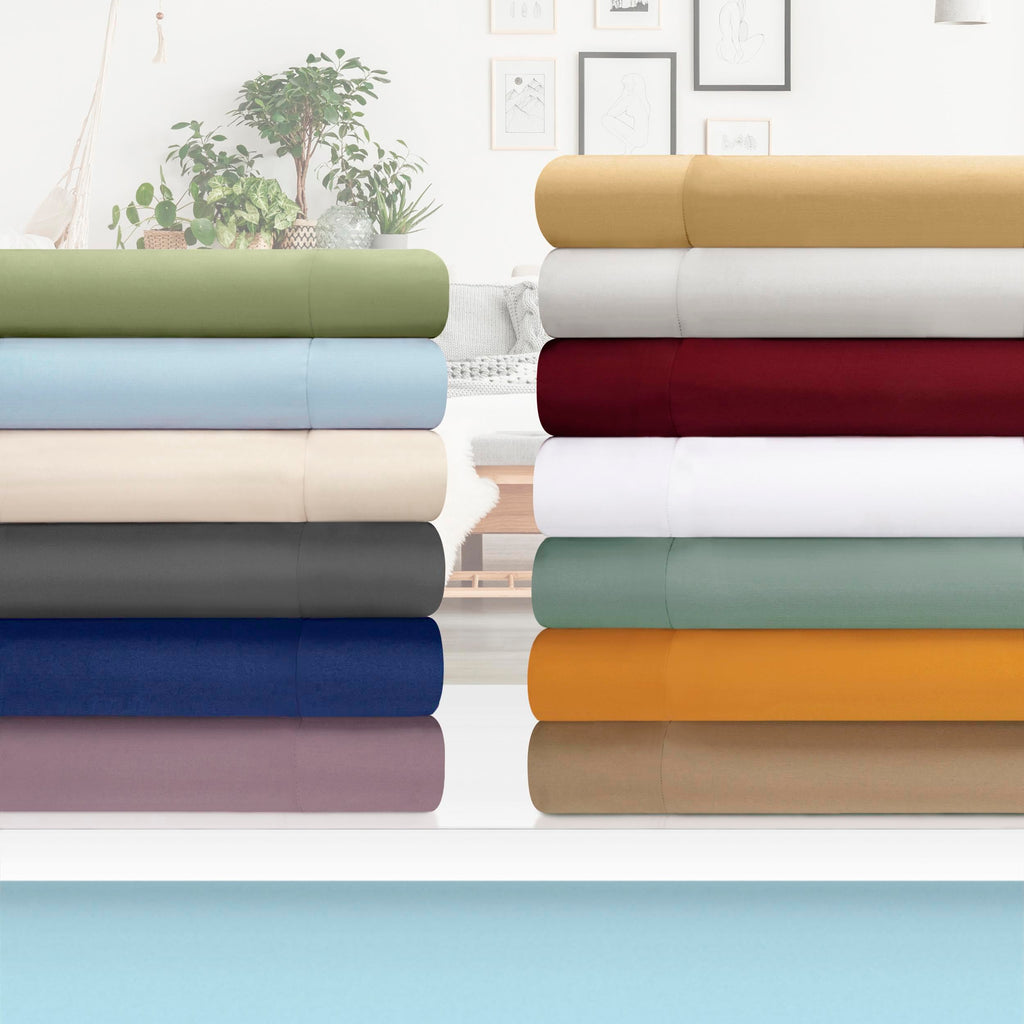 Egyptian Cotton 1200 Thread Count Solid 3-Piece Duvet Cover Set, 1 Duvet Cover, 2 Pillow Shams, Bedding Essentials