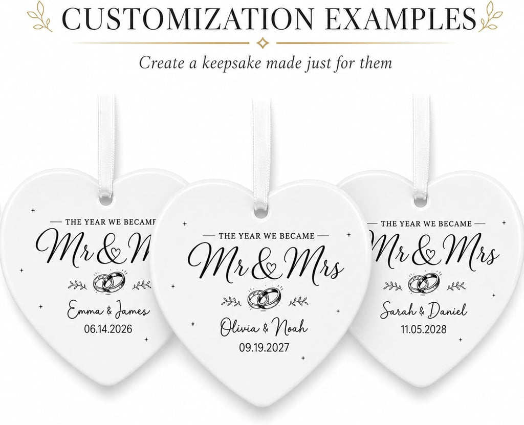 First Christmas Married Ornament 2026, Personalized Mr and Mrs Wedding Gift