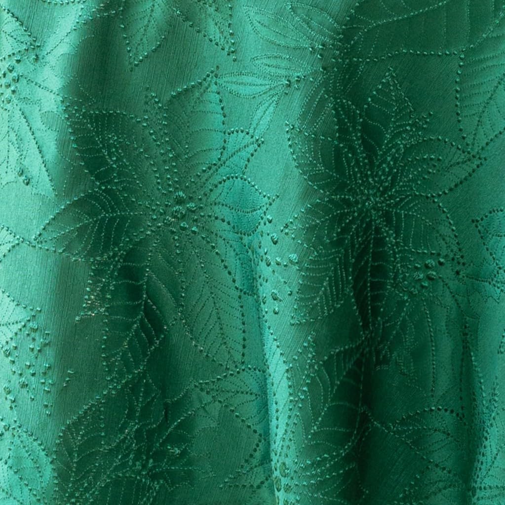 Poinsettia Palace Damask Fabric Table Cloth, Holiday, Winter, and Christmas Tablecloth (Poinsettia P