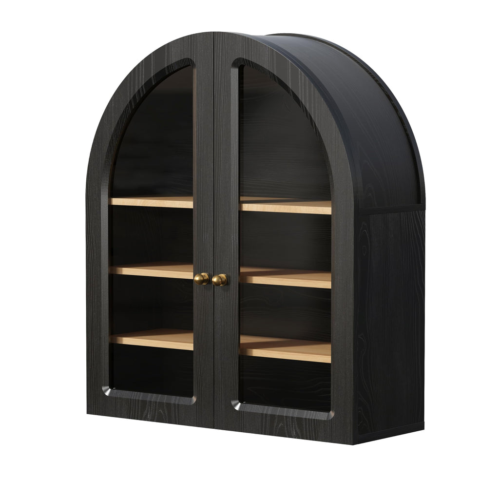 Arched Wall Cabinet, Large Bathroom Medicine Cabinet Wall Mounted Cupboard, Modern Floating Storage Cabinet with