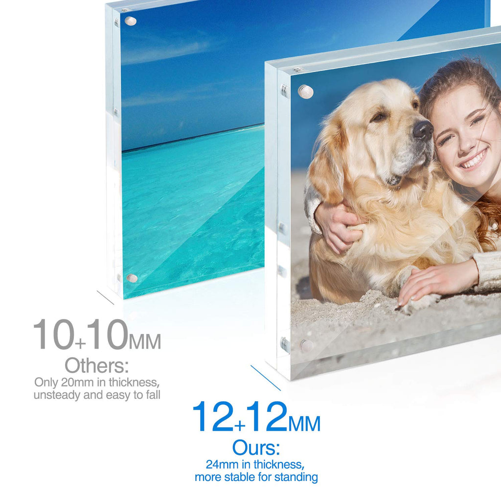 8x10 Acrylic Frame 1 Pack, 24MM Thicker Frameless Clear Picture Frames