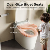 Smart One-Piece Toilet with Dual Bidet Seats for Adults and Kids, Auto Open/Close Lid, Foot Sensor Flush, Heated Seat, Warm Air Dryer, Elongated