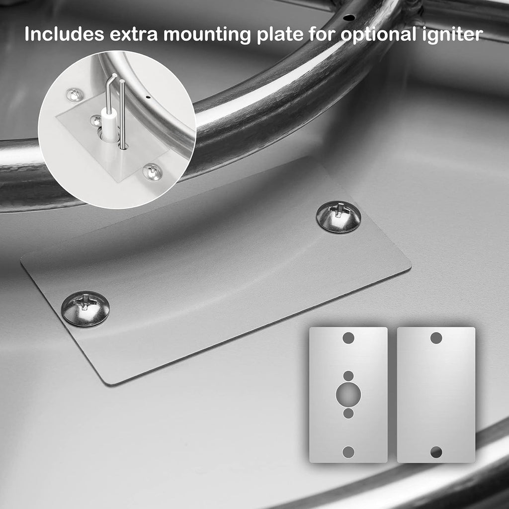 19 Inch Drop-in Round Fire Pit Kit with Spark Ignition Kit, Propane Gas Version, 304 Stainless Steel