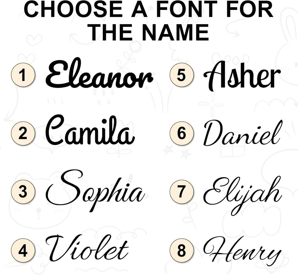 Wood Baby Name Sign, Personalized Nursery Name Wall Decor with 4 Colors 8 Fonts Options, Solid Wood Name Plaque, Kids