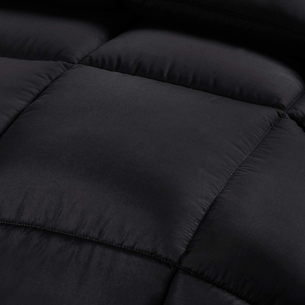 Comforter Duvet Insert, Quilted Comforter with Corner Tabs, Box Stitched Down Alternative Comforters (Black, Double)