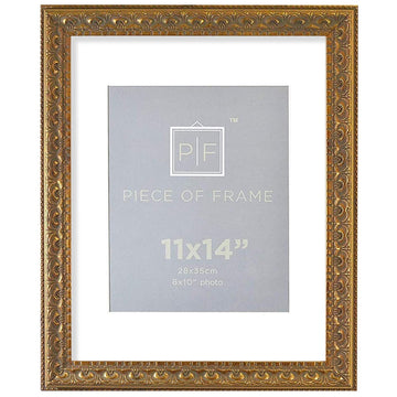 11x14 Bronze Photo Frame White Mat for 8x10 Real Glass
