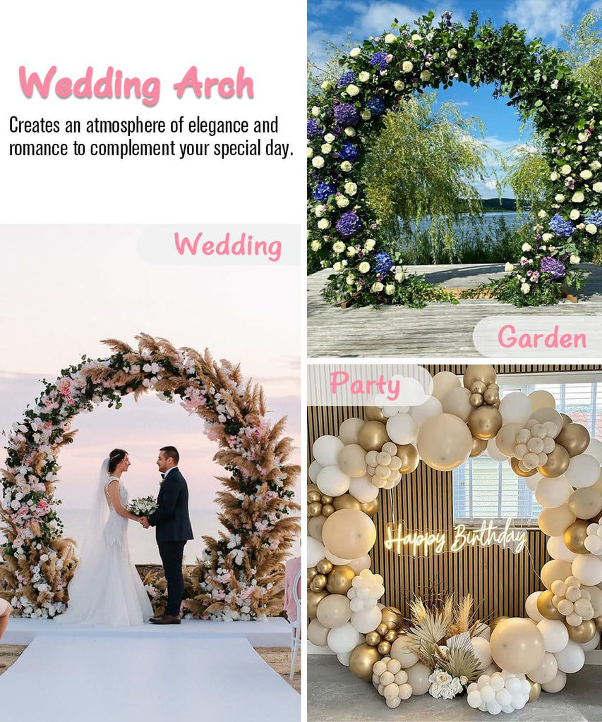 Metal 8Ft Wide 7Ft High, Wedding Arch Frame for Wedding Decorations, Balloon Arch Stand with Base for Ceremony
