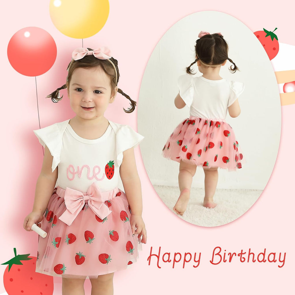 Baby Girl 1st Birthday Outfits One Year Old Clothes Romper Tutu Cake Smash Skirt with Headband Baby Girl Gifts