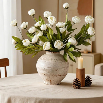 Faux Peonies Artificial Flowers for Vase - 29" Bulk Silk Fake Peonies Flower Stems, Real Touch Fake Flowers - Set of 6