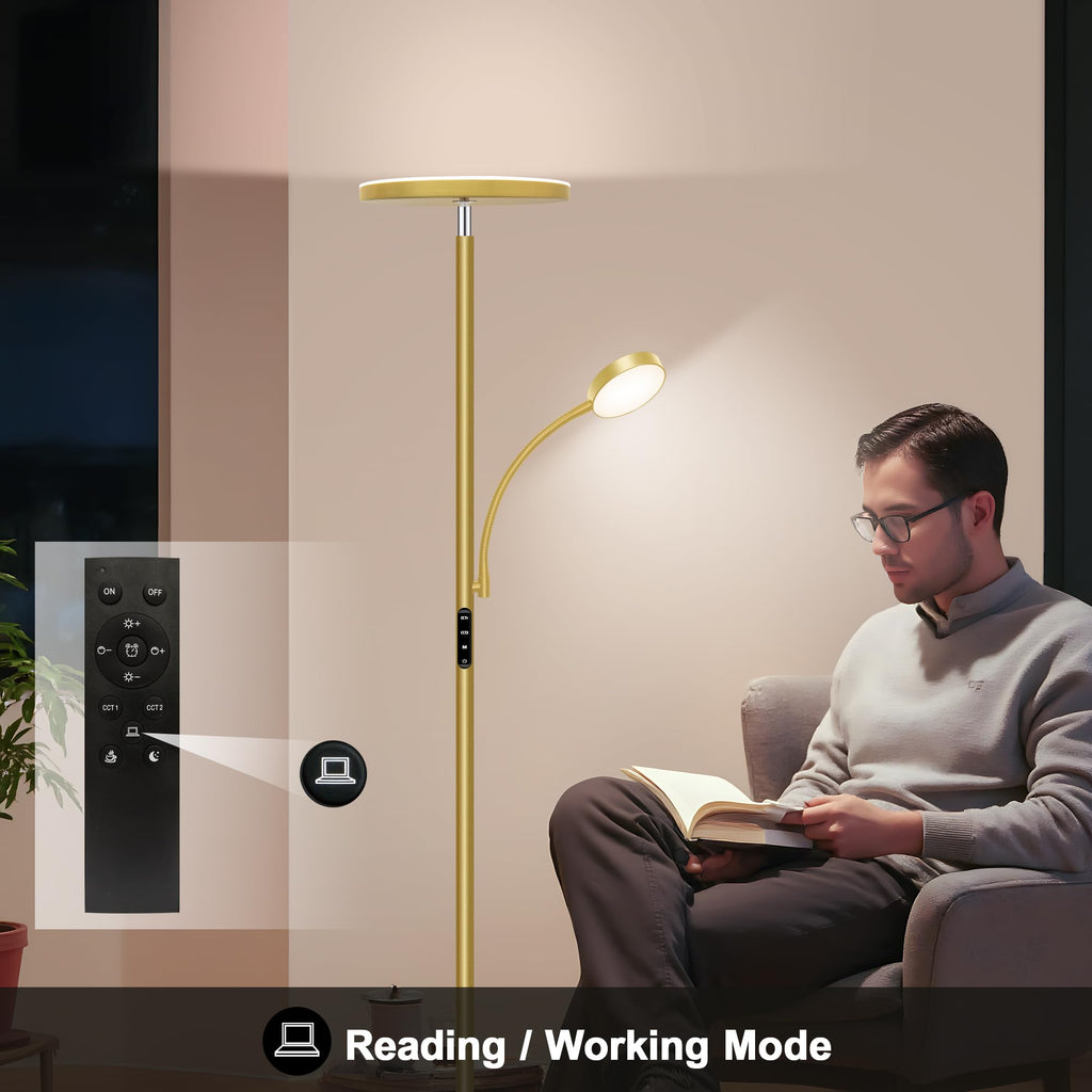 Floor Lamp-42W/ Super Bright Floor Lamp, Dimmable 2-in-1 LED Floor Lamp, Torchiere Floor Lamps with Remote &