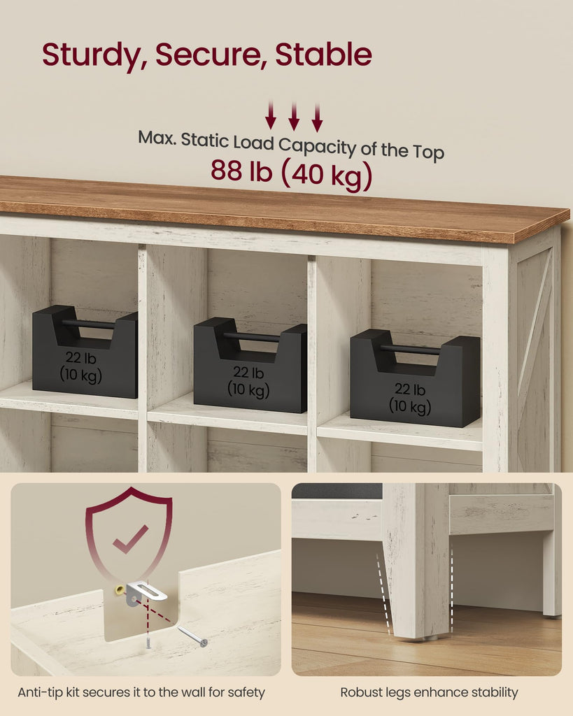 Farmhouse Bookshelf, 9-Cube Storage Organizer with Legs