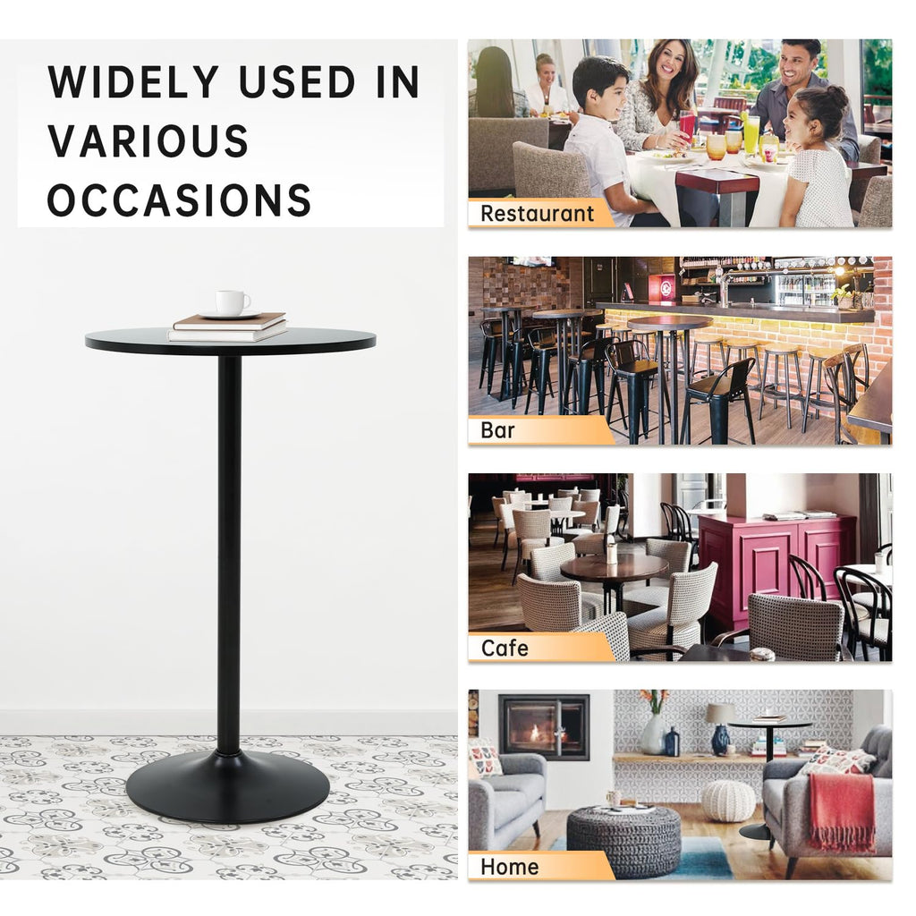 Round Bar Table 40" Height Modern Pub Table, Black