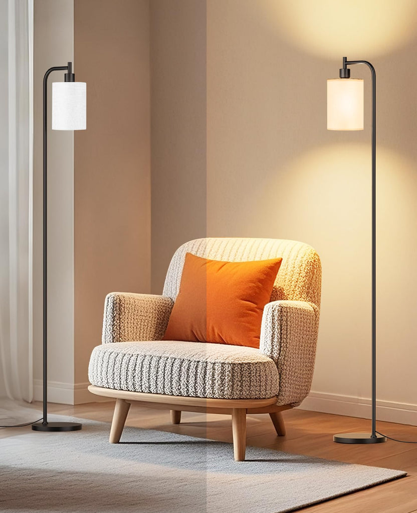 2-Pack Floor Lamps with Linen Shade Bedroom Corner