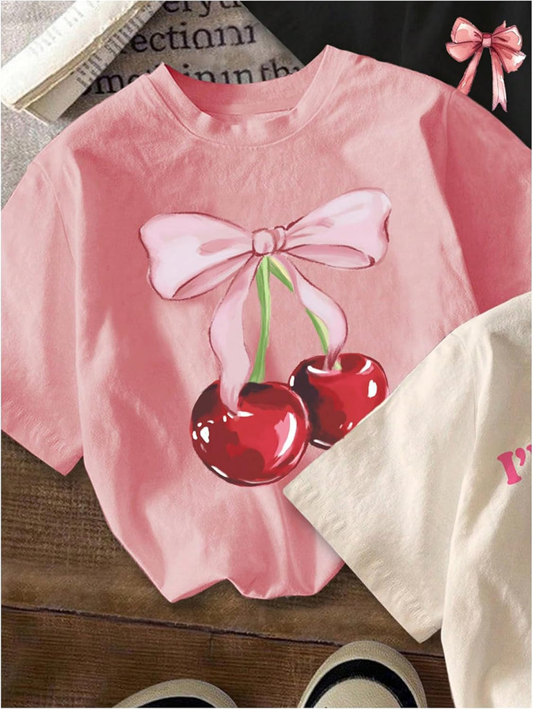 Girl's Graphic Tees Crewneck Summer T Shirt Tops Cute Clothes