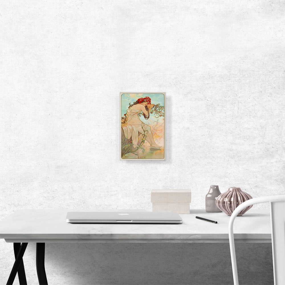 Summer 1896 Canvas Art Print Stretched Framed Painting Picture Poster Giclee Wall Decor by Alphonse Mucha - 12" x 8"