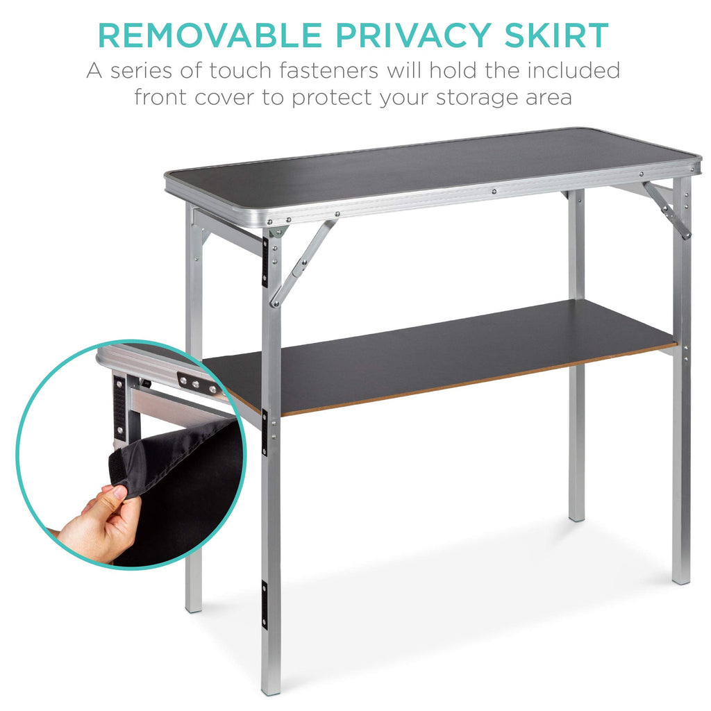 Portable Pop-Up Bar Table for Indoor, Outdoor, Party, Picnic, Tailgate, Entertaining w/Carrying Case, Storage Shelf