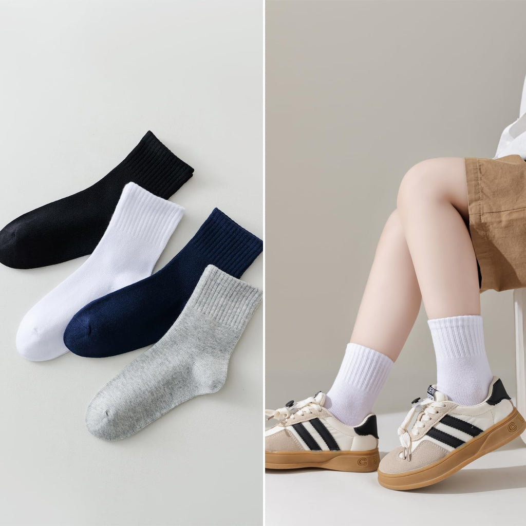 Kids Crew Socks Seamless Cotton Dress Socks for Boys Girls