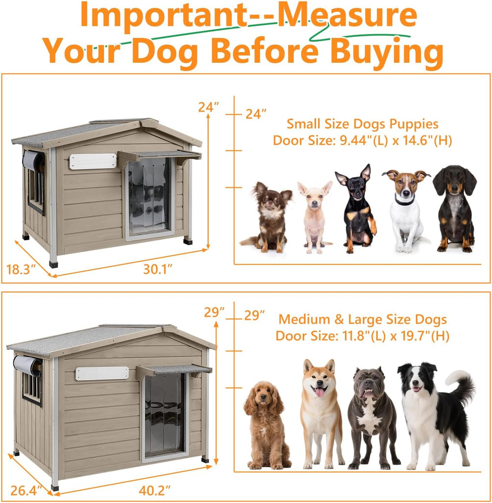 Dog House Outdoor with Openable Roof for Small to Medium Dogs, Weatherproof