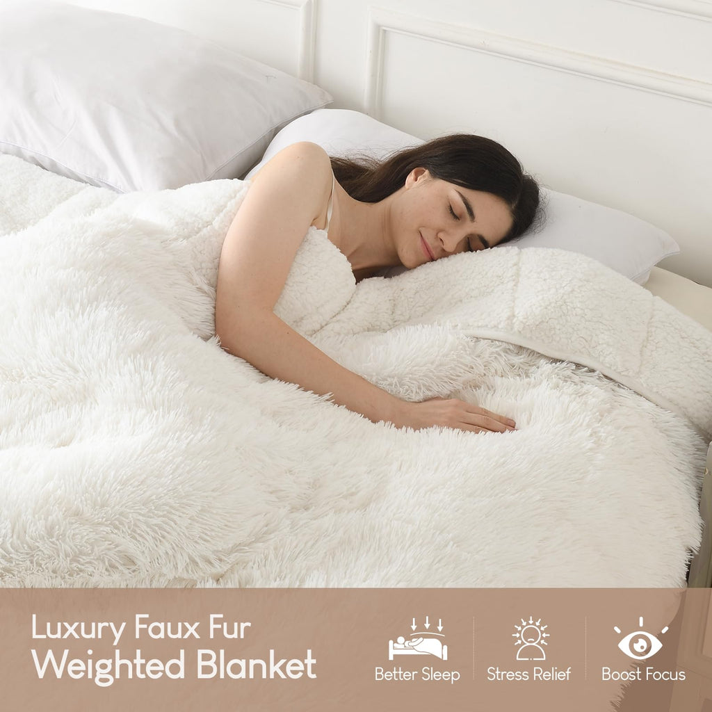 Weighted Blanket 20lbs Queen Size for Adult 60"x80" Soft Sherpa