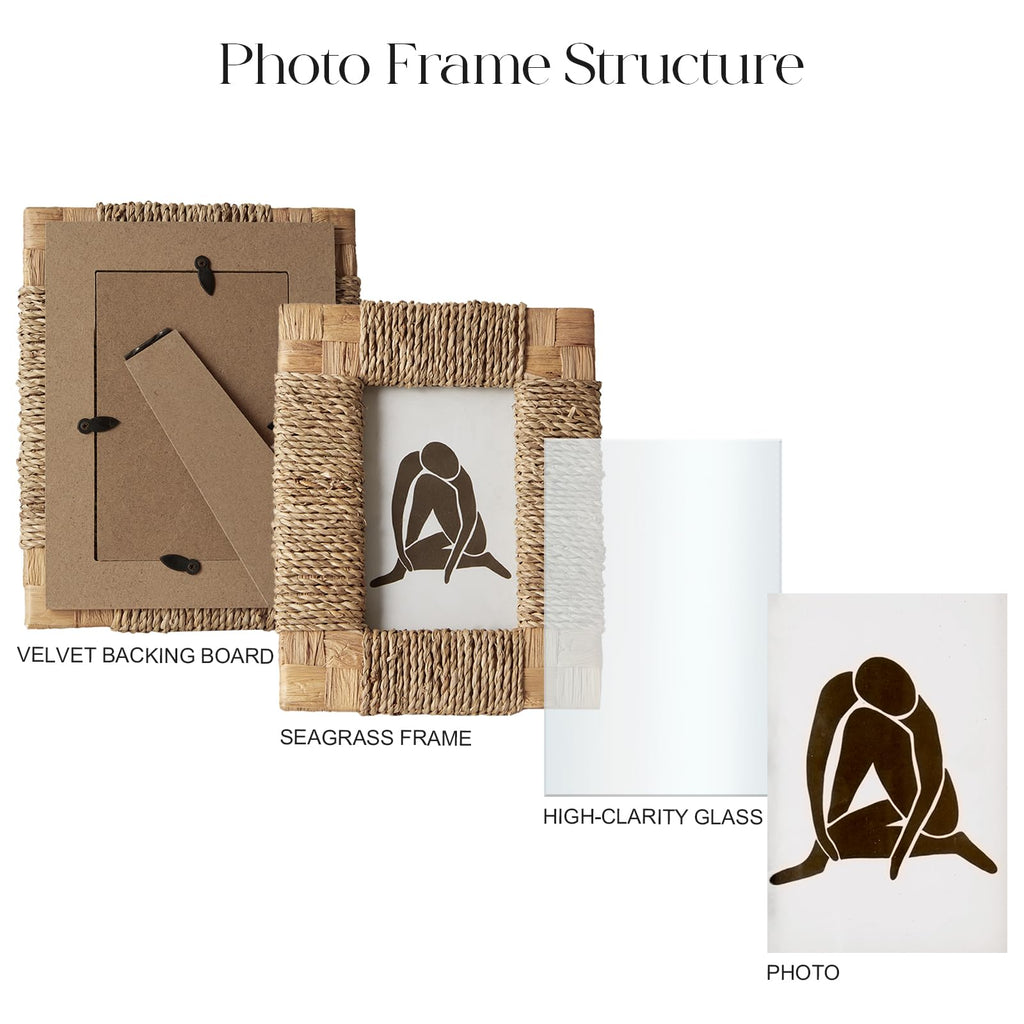 Handwoven Sea Grass Picture Frame Tabletop Display