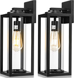 16inch Large Outdoor Wall Lights - 2 Packs Modern Black Exterior Light Fixture with Clear Glass Shade