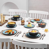 Plates and Bowls Sets, 18 Pieces Stoneware Dinnerware Sets for 6