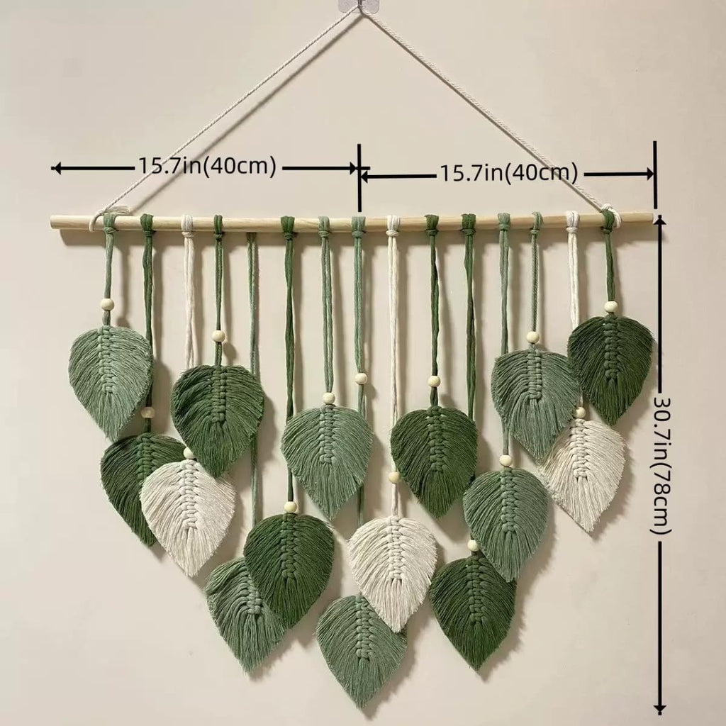 Wall Hanging Decor Leaves Tapestry Boho Wall Decor Woven Feather Yarn Tassels Woven Wall Art Decorations Home
