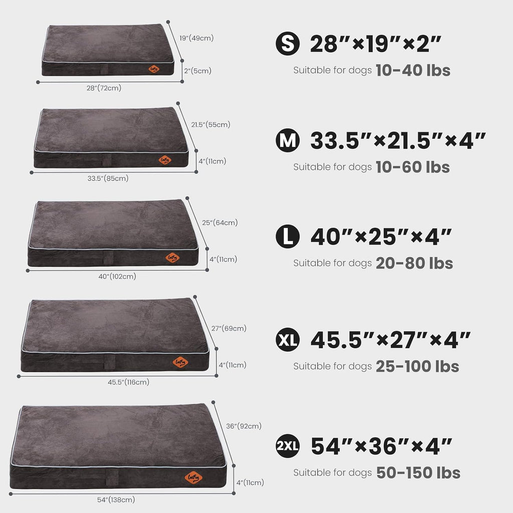 Orthopedic Memory Foam Pet(40"x 25"x 4", Slate Grey)/Dog Bed with Durable Waterproof Liner and Removable Washable Cover