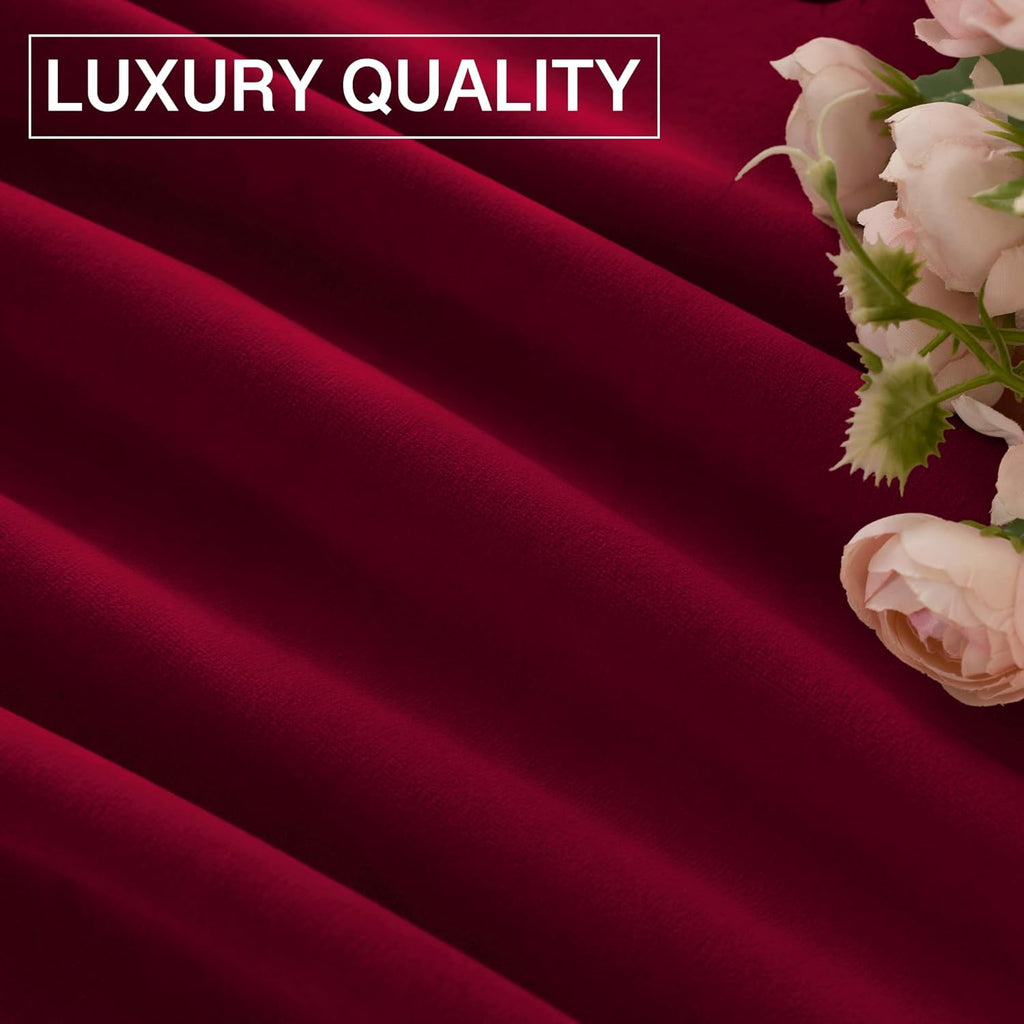 Luxury Red Velvet Curtains - Extra Long 108-inch Heat & Light Reducing Thick Heavy Duty Velvet Drapes with Rod Pocket