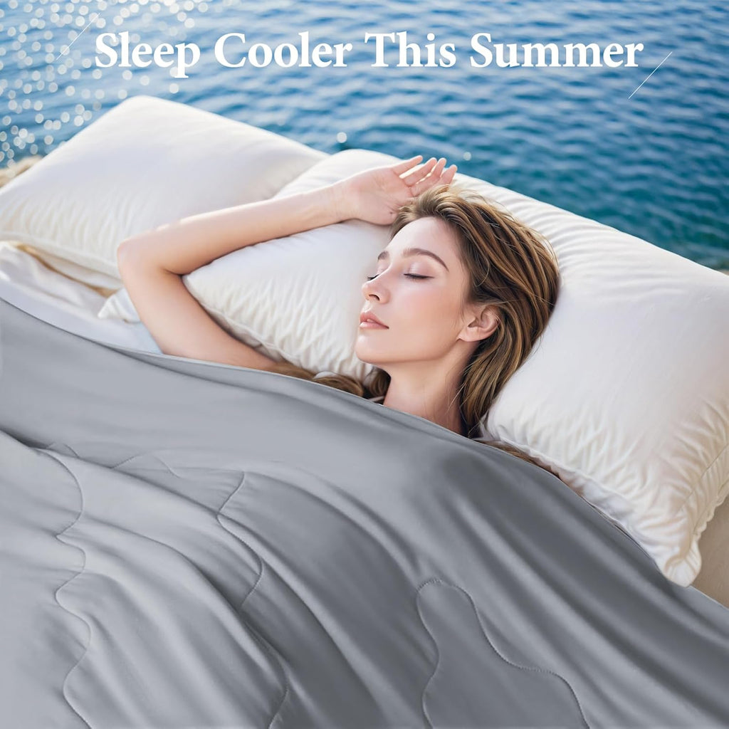 Queen Cooling Comforter, Cooling Blanket for Hot Sleepers and Night Sweats, Double-Sided Cool Soft Lightweight