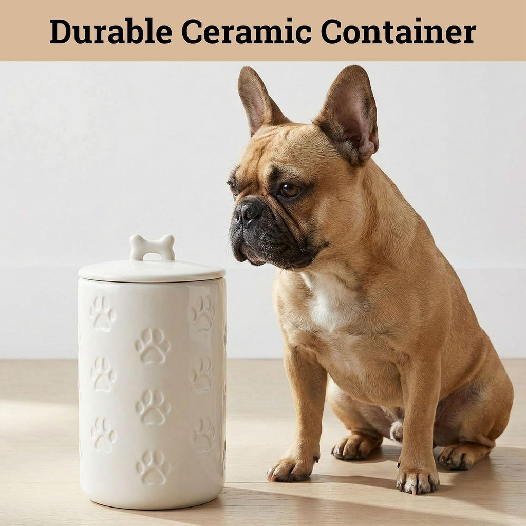 Dog Treat Container Airtight, 5"W x 9"H, Ceramic 7 Cups Big Treats Canister