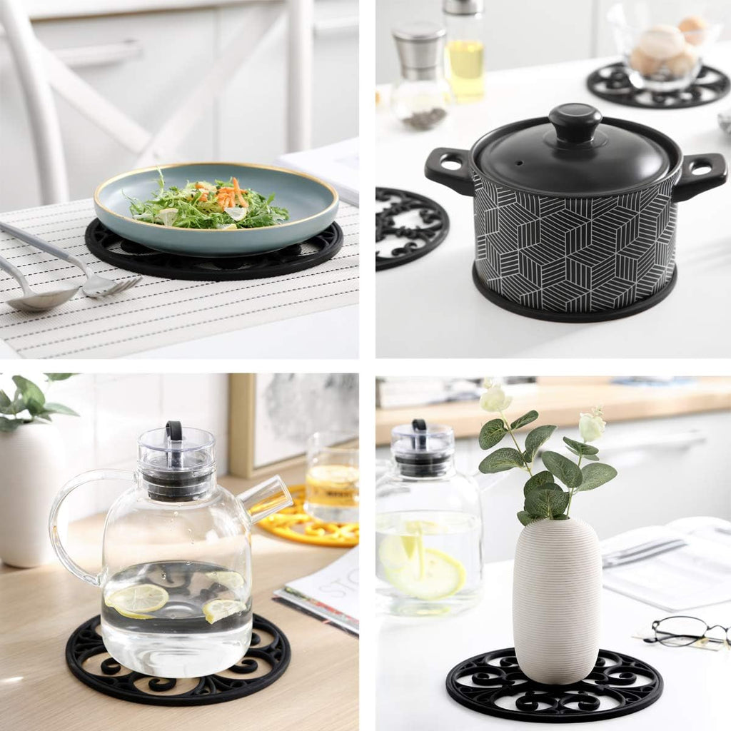 Silicone Trivet Mat - Hot Pot Holder Hot Pads for Table & Countertop - Teapot Trivet Kitchen Trivets - Non-Slip & - Set of 3
