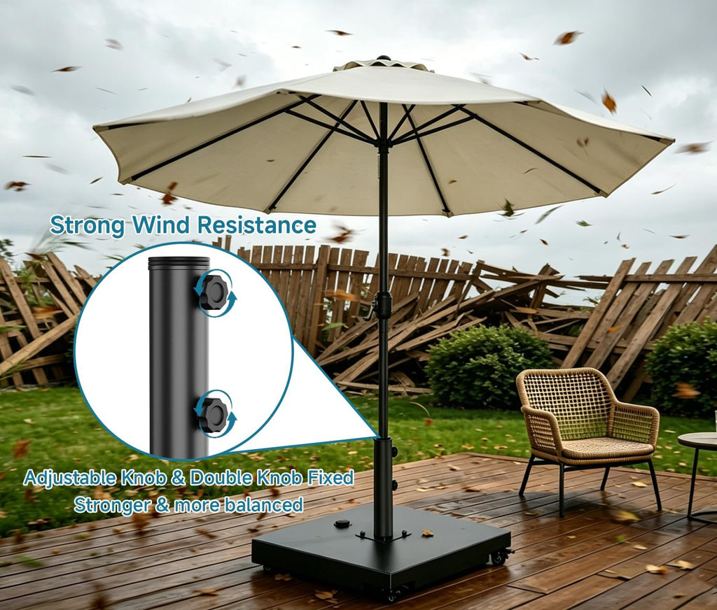Metal Umbrella Base, 21 inch Heavy Duty Umbrella Stand with 4 Wheels | 200 lbs Max Capacity Fillable Base