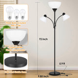 Torchiere Floor Lamps,72" Dimmable Lamp with 2 Adjustable Reading Lights, Black Tall Standing Room Lamp