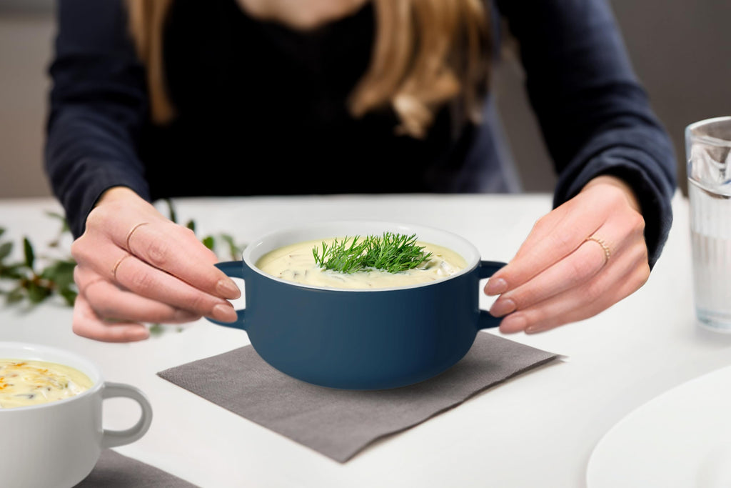 Soup Crocks, Ceramic Bowls, Broil, Oven, Microwave and Dishwasher Safe, with Handles, For Casserole, Pasta, Cereal