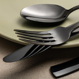 Black Mirror 40-Piece Silverware Set,Service for 8,Stainless Steel Flatware Set,Mirror Cutlery Set,Dishwasher Safe