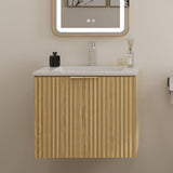 Modern Bathroom Vanity with Sink and Wavy Textured Doors