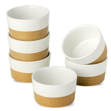 6 OZ for Creme Brulee Oven Safe, Ceramic Souffle Cups Set of 6, Small Dipping Sauce Cups for