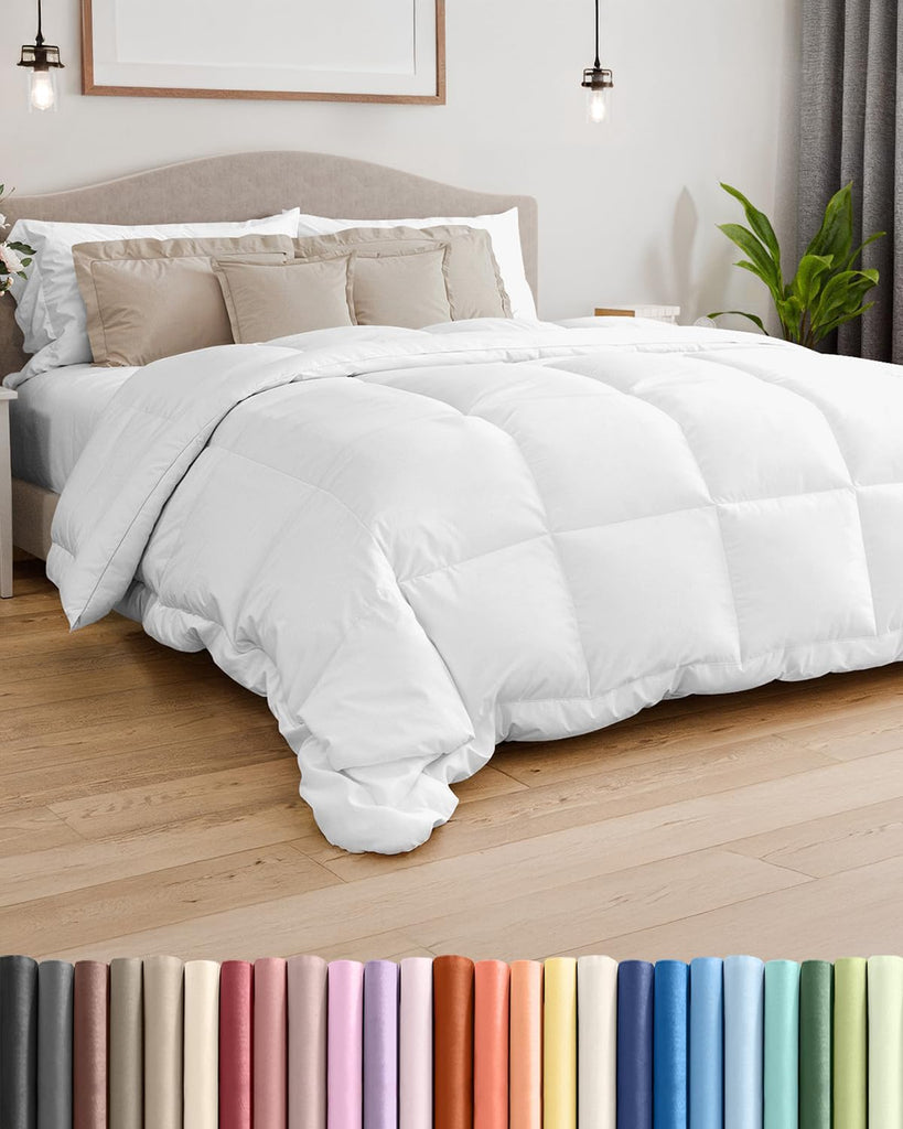 King, White Alternative Down Comforter - Warm, Lightweight & Breathable Hotel Quality Bedding Set for Men, Women