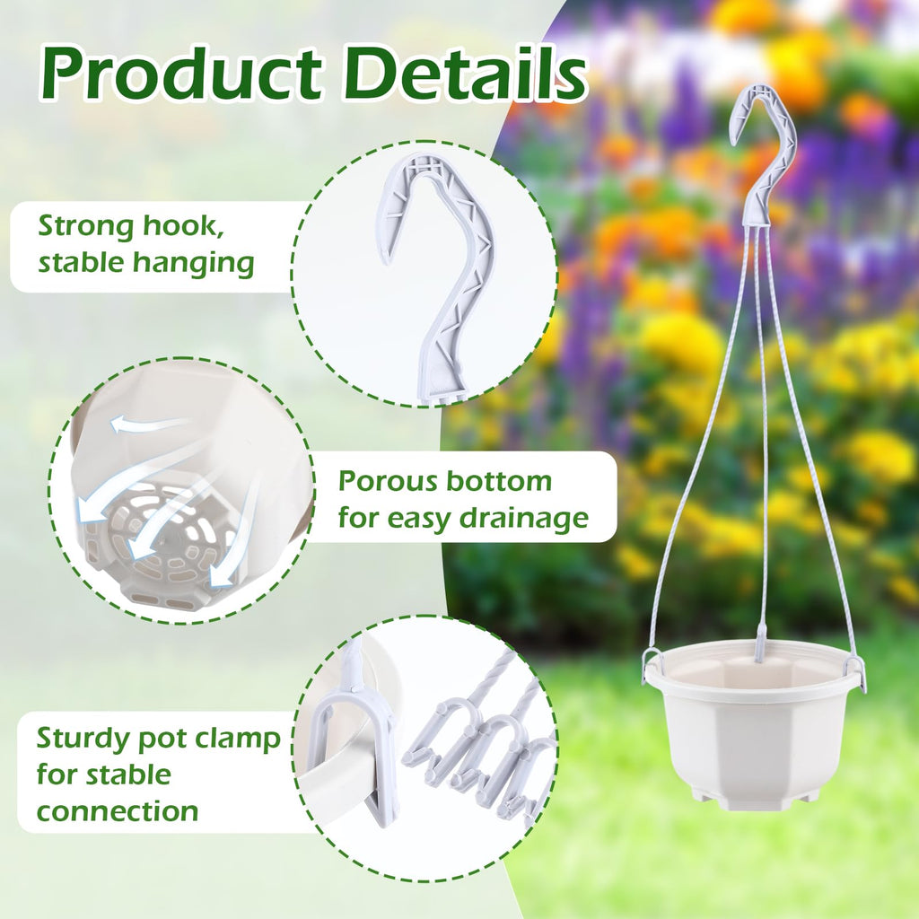 24 Pcs Hanging Planter Pot with Hook, Ceramic White, 5 Inch