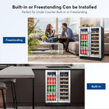 Upgraded Wine and Beverage Refrigerator 24 Inch, Dual Zone Wine Beverage Cooler 