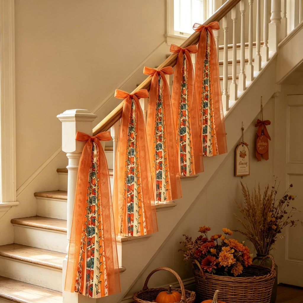 Fall Bows for Wreaths, Clip-On Wreath Sash Ribbons for Front Door, Fall Decor for Thanksgiving Harvest Festival