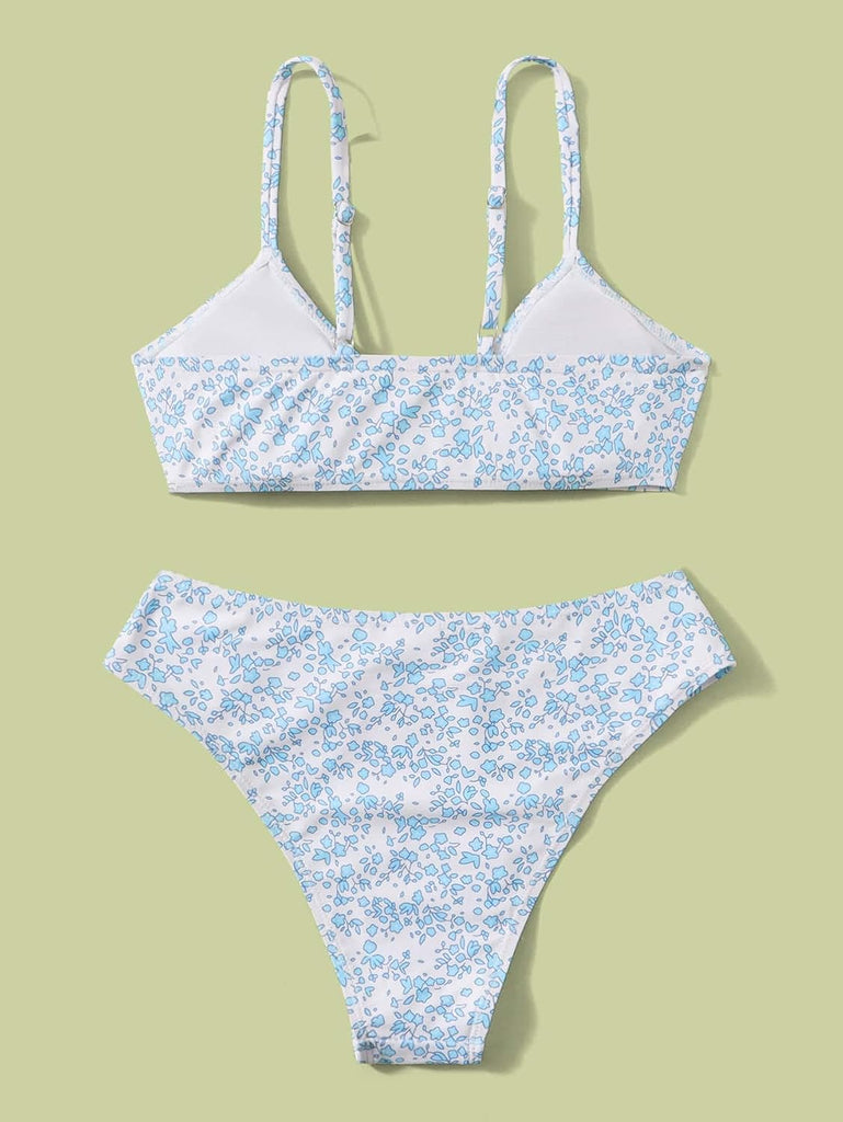 Girls' 2 Piece Ditsy Floral Print Triangle Bikini Swimsuit
