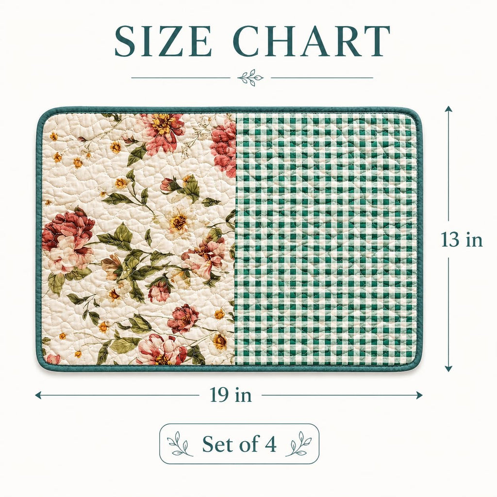4-Piece Cottage Bloom Quilted Patchwork Placemats